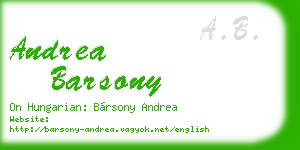 andrea barsony business card